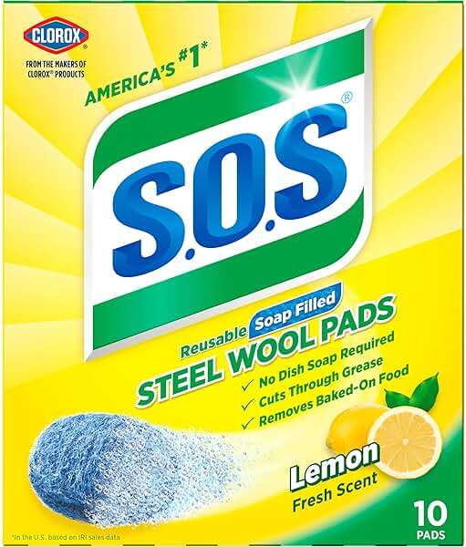 S.O.S Steel Wool Soap Pads, Lemon Fresh, 10 Count - Image 9