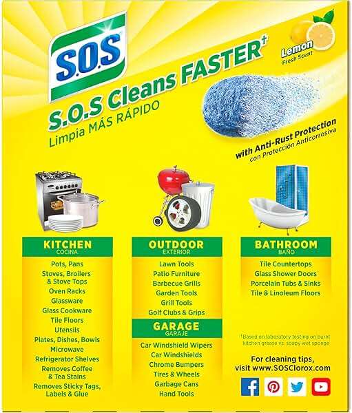 S.O.S Steel Wool Soap Pads, Lemon Fresh, 10 Count - Image 10