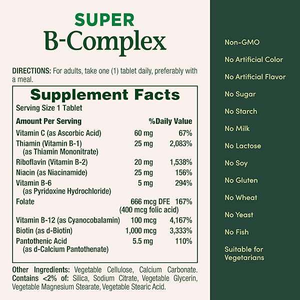 Nature's Bounty Super B Complex Vitamins with Vitamin C & Folic Acid, Vitamins for Immune & Cellular Energy Support, 150 Tablets - Image 5
