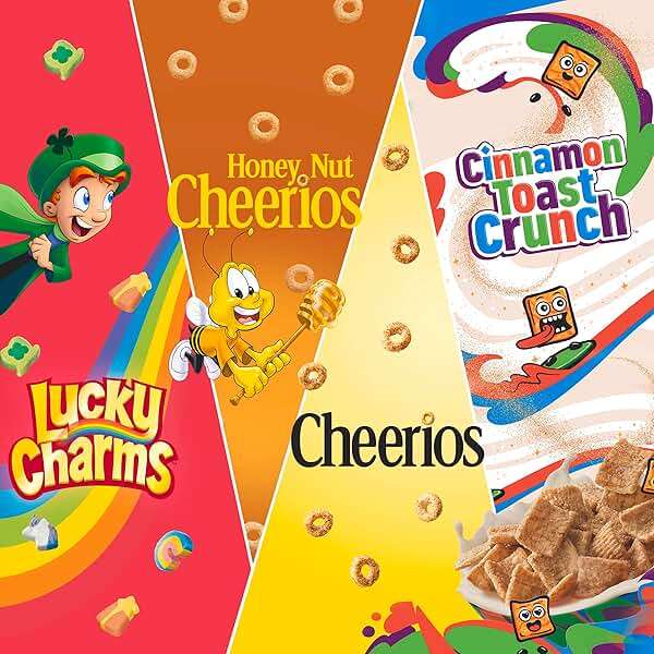 General Mills Cereal Variety Pack, Lucky Charms, Cinnamon Toast Crunch, Cheerios, and Honey Nut Cheerios, 8 Single Serve Pouches, 9.14 oz - Image 4