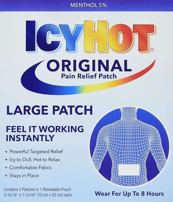 Icy Hot Medicated Patch Extra Strength Pain Relief Patch for Back or Large Area, 5 Count - Image 1