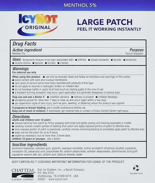 Icy Hot Medicated Patch Extra Strength Pain Relief Patch for Back or Large Area, 5 Count - Image 4