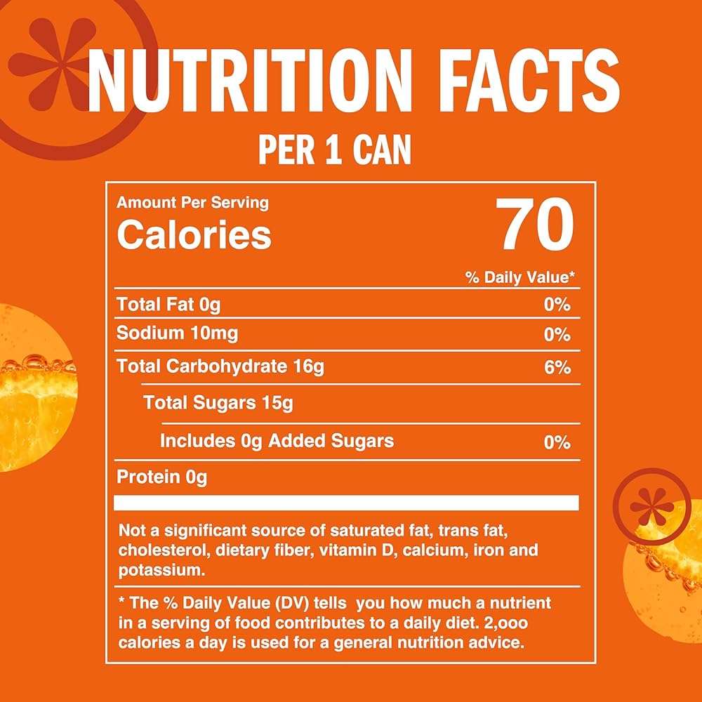 IZZE Sparkling Water Juice Beverage Blend, Clementine, No Sugar Added, 8.4 FL OZ, 24 Cans - Image 2