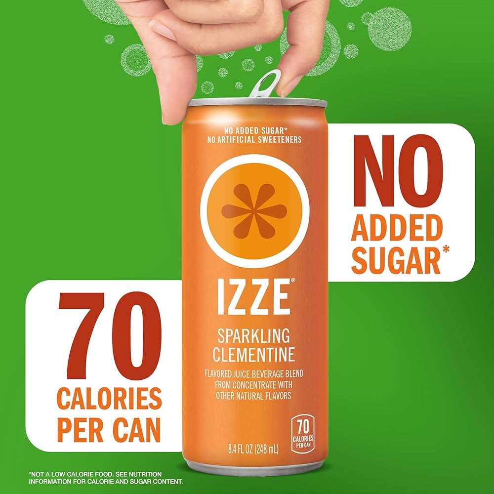 IZZE Sparkling Water Juice Beverage Blend, Clementine, No Sugar Added, 8.4 FL OZ, 24 Cans - Image 6