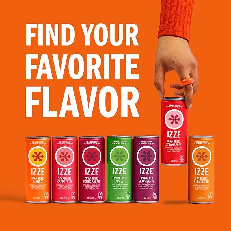IZZE Sparkling Water Juice Beverage Blend, Clementine, No Sugar Added, 8.4 FL OZ, 24 Cans - Image 8