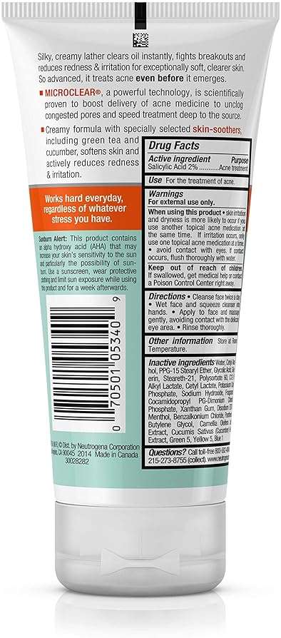 Neutrogena Oil-Free Acne Stress Control Power-Cream Wash, Multi, Cucumber, 6 Ounce - Image 2