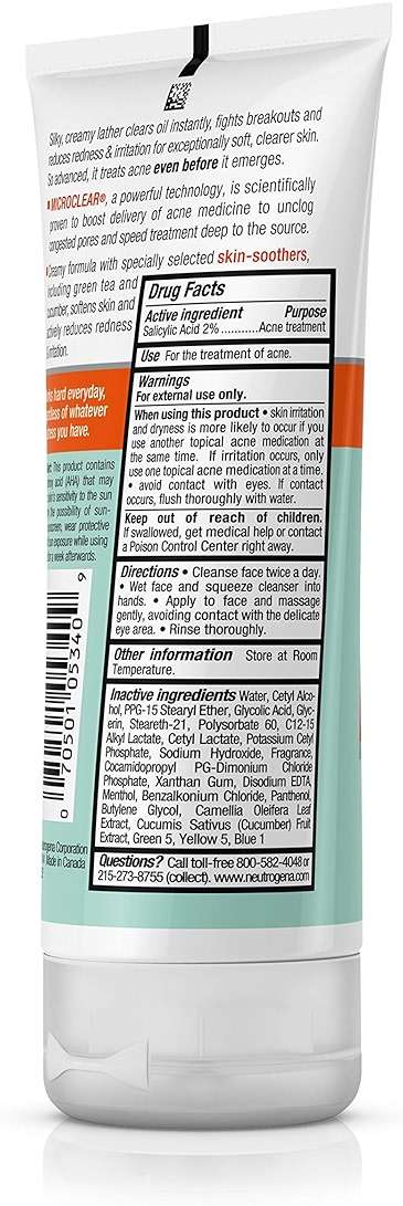 Neutrogena Oil-Free Acne Stress Control Power-Cream Wash, Multi, Cucumber, 6 Ounce - Image 5