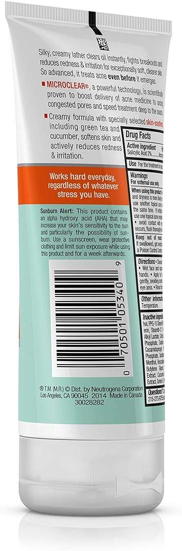 Neutrogena Oil-Free Acne Stress Control Power-Cream Wash, Multi, Cucumber, 6 Ounce - Image 6