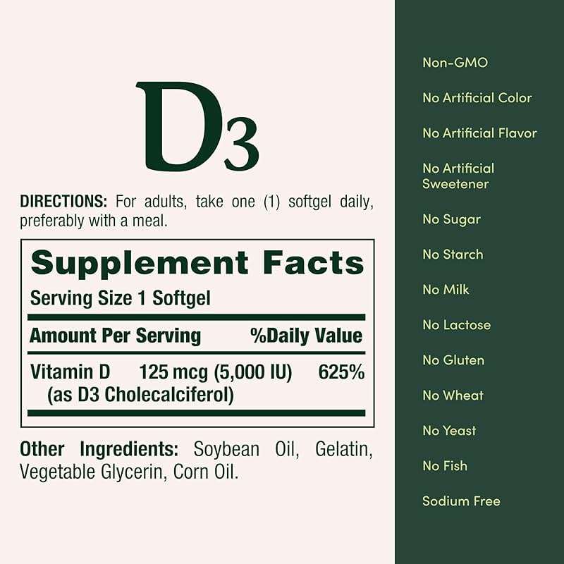 Nature's Bounty Vitamin D, Supports Immune Health & Bone Health, 2000IU Vitamin D3, 150 Softgels - Image 6