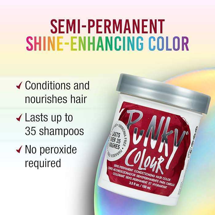 Punky Red Wine Semi Permanent Hair Color - Vegan & Cruelty-Free Conditioning Red Hair Dye, Lasts Up to 35 Washes, 3.5 fl oz - Image 2