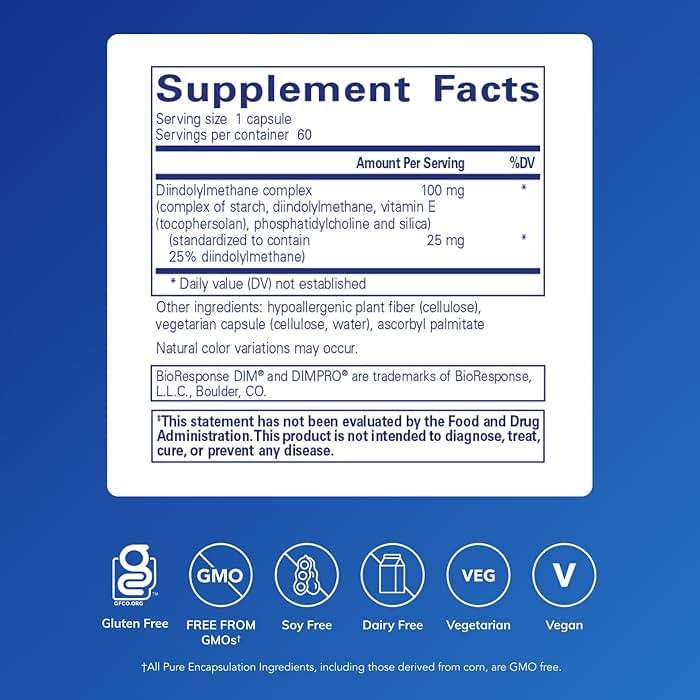 Pure Encapsulations DIMPRO 100 - Diindolylmethane Supplement - for Breast, Cervical & Prostate Health* - Gluten Free & Vegan - 60 Capsules - Image 2