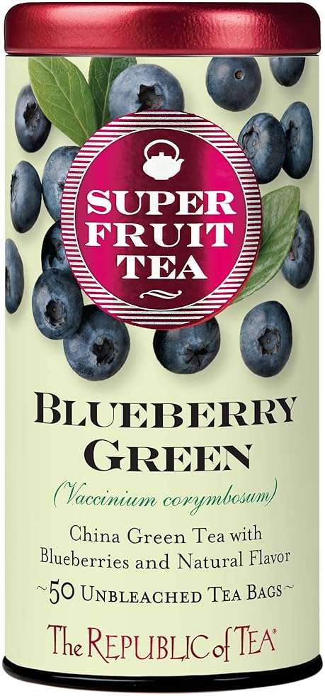The Republic of Tea Blueberry Green Superfruit Tea, 50 Tea Bag Tin - Image 1