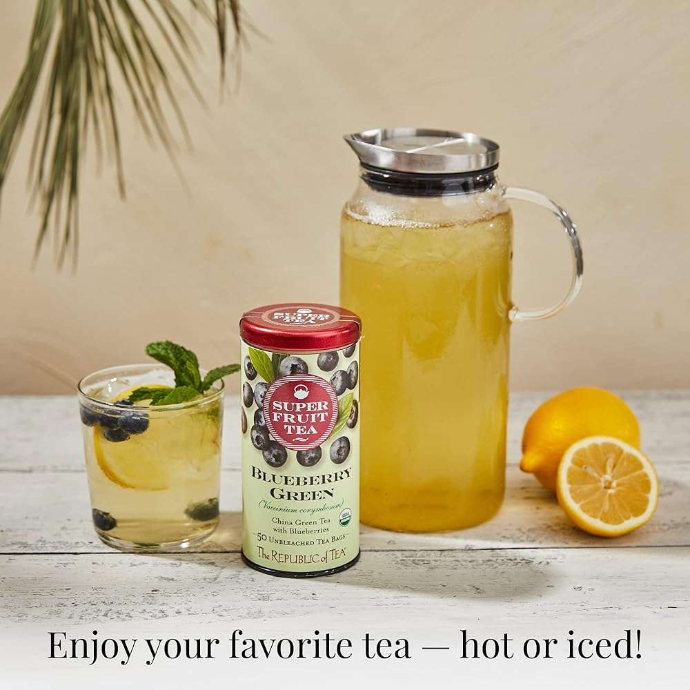 The Republic of Tea Blueberry Green Superfruit Tea, 50 Tea Bag Tin - Image 4