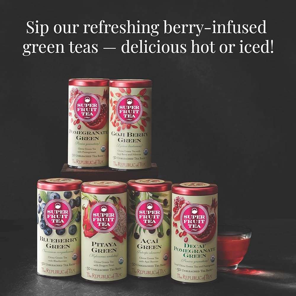 The Republic of Tea Blueberry Green Superfruit Tea, 50 Tea Bag Tin - Image 6