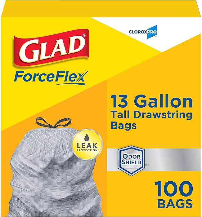 CloroxPro Glad ForceFlex 13 Gallon Tall Kitchen Drawstring Trash Bags, 100 Ct (Package May Vary) - Image 1
