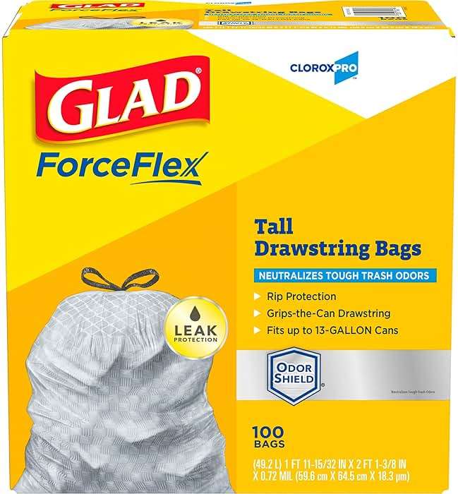 CloroxPro Glad ForceFlex 13 Gallon Tall Kitchen Drawstring Trash Bags, 100 Ct (Package May Vary) - Image 9