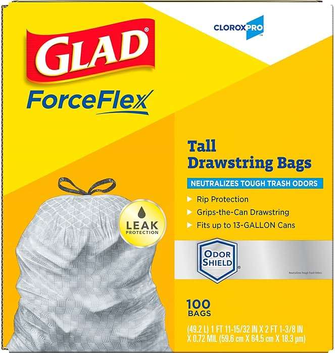 CloroxPro Glad ForceFlex 13 Gallon Tall Kitchen Drawstring Trash Bags, 100 Ct (Package May Vary) - Image 10