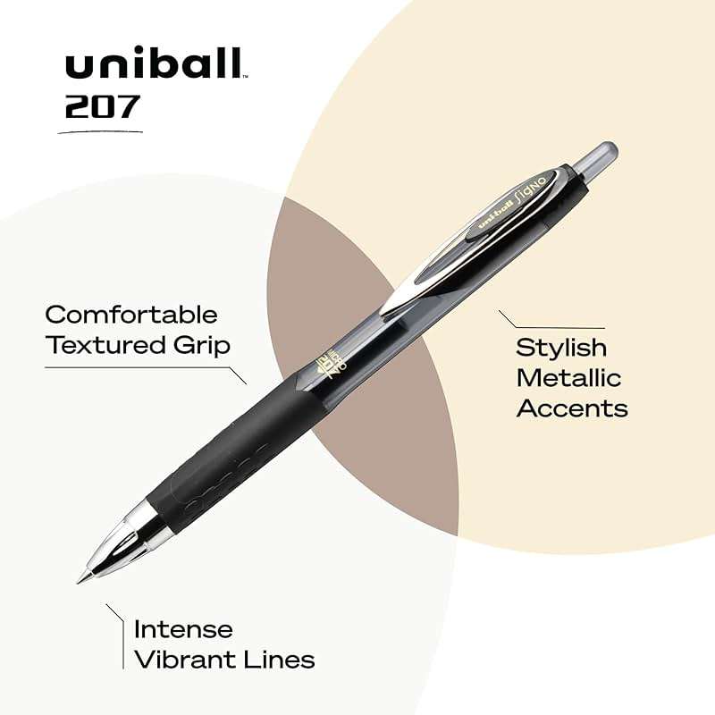 uniball 207 Retractable Gel Pens, Micro Point (0.5mm), Black, 12 Pack - Image 4