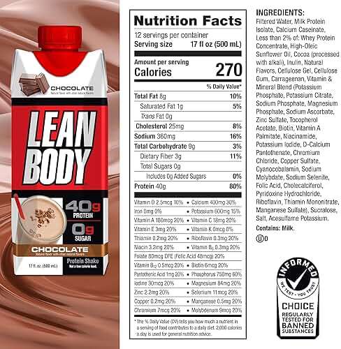 Labrada Lean Body Ready-to-Drink Chocolate Protein Shake, 40g Protein, Whey Blend, 0 Sugar, Gluten Free, 22 Vitamins & Minerals, LABRADA, 17 Fl Oz (Pack of 12) - Image 6