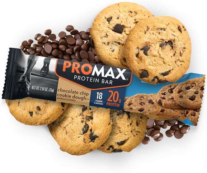 Promax Protein Bar, Chocolate Chip Cookie Dough, 20g High Protein, Gluten Free, 12 Count - Image 2