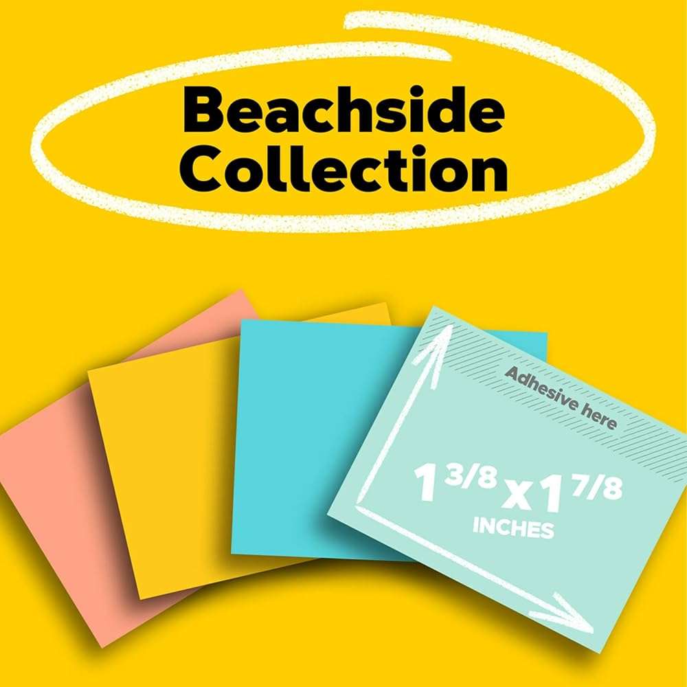 Post-it Notes, 1 3/8 in x 1 7/8 in, 24 Sticky Note Pads, 100 Sheets per Pad, Beachside Café Collection, School Supplies and Office Products - Image 2