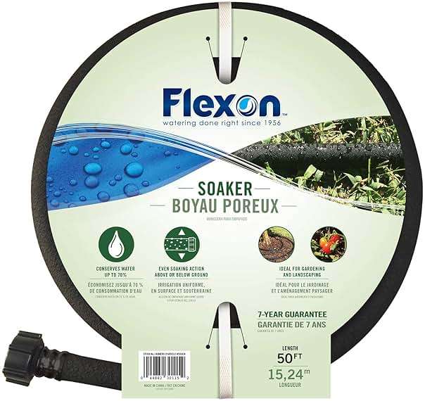 Flexon WS5850 5/8-Inch x 50-Foot Weep & Soak Garden Soaker Hose, Black - Image 1