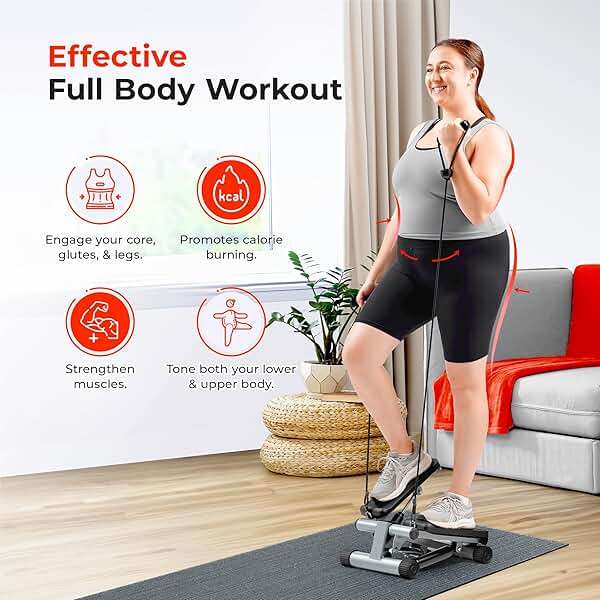 Sunny Health & Fitness Mini Stepper for Exercise at Home, Stair Step Workout Machine with Resistance Band and Over 300lb Weight Capacity, Optional Twist Motion and Free SunnyFit App Connection - Image 2