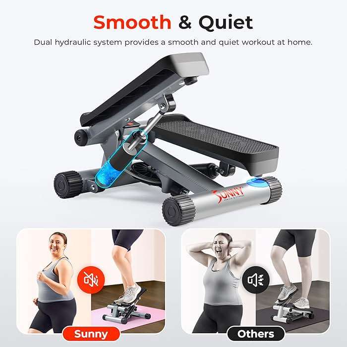 Sunny Health & Fitness Mini Stepper for Exercise at Home, Stair Step Workout Machine with Resistance Band and Over 300lb Weight Capacity, Optional Twist Motion and Free SunnyFit App Connection - Image 4