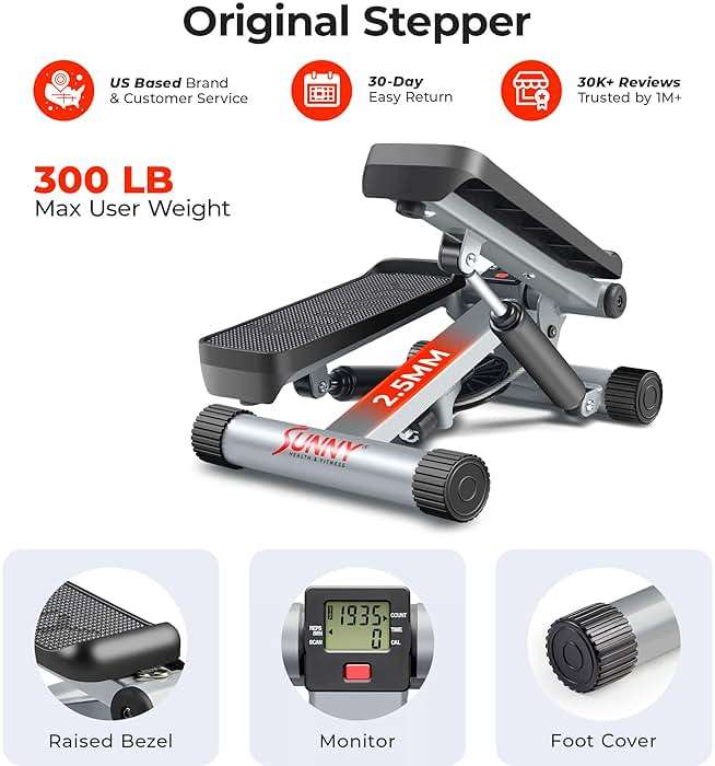 Sunny Health & Fitness Mini Stepper for Exercise at Home, Stair Step Workout Machine with Resistance Band and Over 300lb Weight Capacity, Optional Twist Motion and Free SunnyFit App Connection - Image 6
