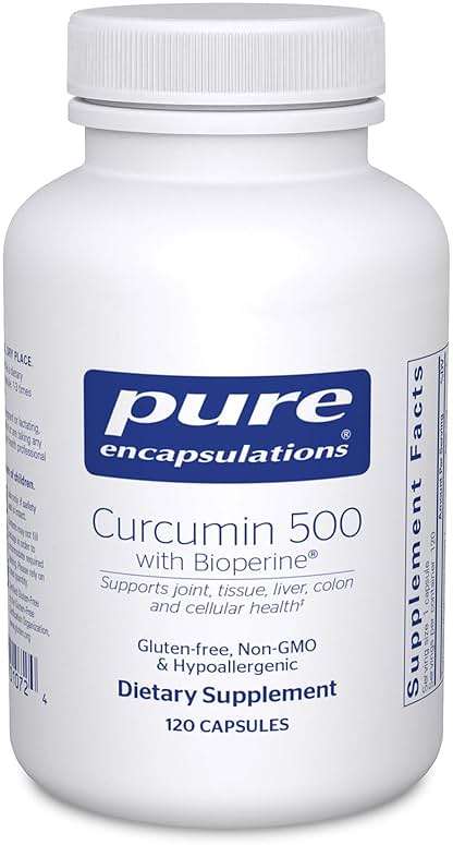 Pure Encapsulations Curcumin 500 with Bioperine - Antioxidant Supplement to Support Joints, Tissue, Liver, Colon & Cellular Health* - with Turmeric Curcumin & Bioperine - 120 Capsules - Image 1