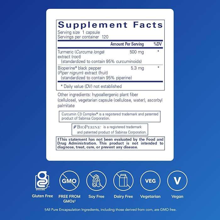 Pure Encapsulations Curcumin 500 with Bioperine - Antioxidant Supplement to Support Joints, Tissue, Liver, Colon & Cellular Health* - with Turmeric Curcumin & Bioperine - 120 Capsules - Image 2