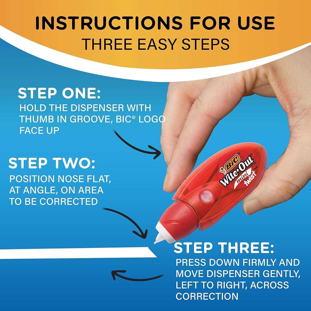 BIC Wite-Out Mini Twist Correction Tape, No Dry Time, Tear Resistant Tape, White, 2-Count - Image 3