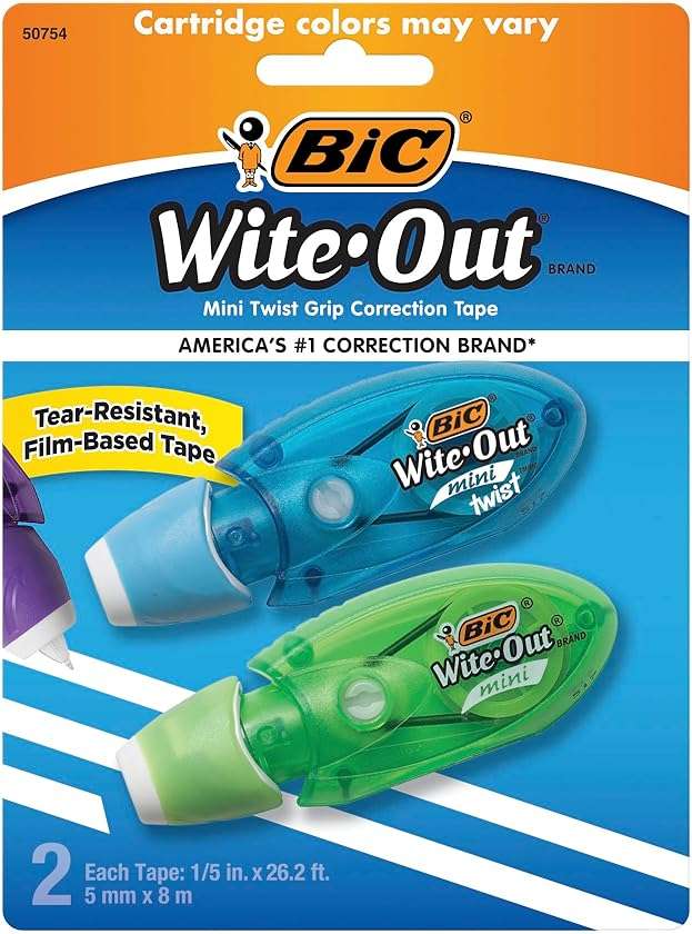 BIC Wite-Out Mini Twist Correction Tape, No Dry Time, Tear Resistant Tape, White, 2-Count - Image 4