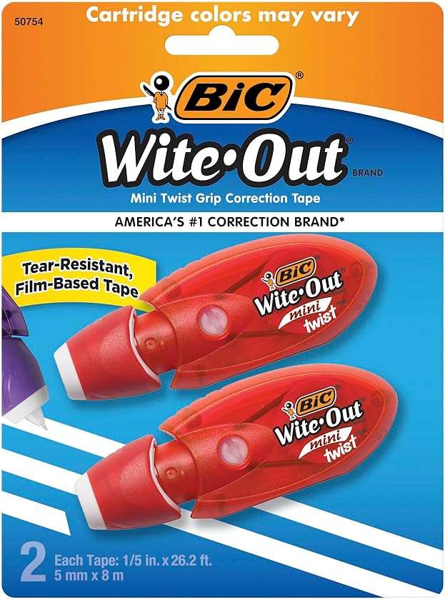 BIC Wite-Out Mini Twist Correction Tape, No Dry Time, Tear Resistant Tape, White, 2-Count - Image 5