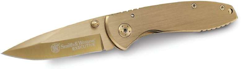 Smith & Wesson Executive CK110GL 6.8in High Carbon S.S. Folding Knife with 2.8in Drop Point Blade and Aluminum Handle for Outdoor, Tactical, Survival and EDC - Image 1