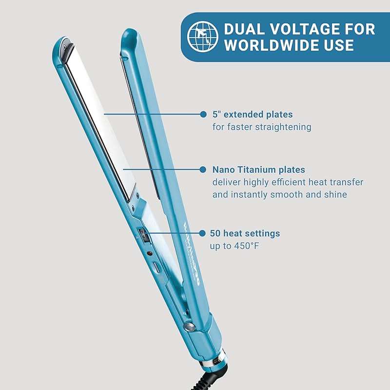 BabylissPRO Nano Titanium Ultra-Thin Hair Straightener, Professional Flat Iron, 5-Inch Extended Plates for Faster Straightening, for All Hair Types - Image 2