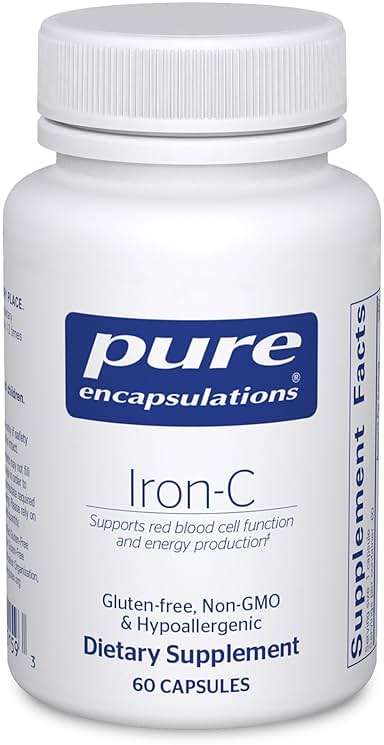 Pure Encapsulations Iron-C - 15 mg - 175 mg Vitamin C - Red Blood Cell Support* - Energy Production - Highly Bioavailable Iron Pill - for Women & Men - Gluten Free & Vegan - 60 Capsules - Image 1