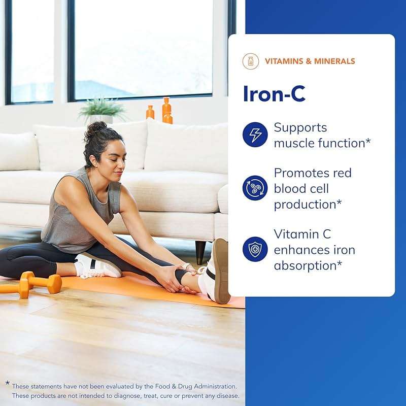 Pure Encapsulations Iron-C - 15 mg - 175 mg Vitamin C - Red Blood Cell Support* - Energy Production - Highly Bioavailable Iron Pill - for Women & Men - Gluten Free & Vegan - 60 Capsules - Image 3