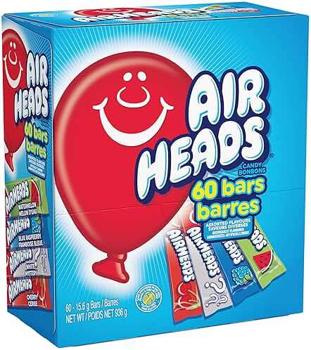 Airheads Full-Size Candy Bars, Taffy Candy Bulk Variety Pack, Individually Wrapped, Six Assorted Fruit Flavors Artificially Flavored, 60 Count Box - Image 3