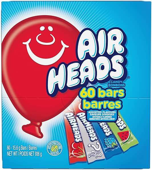 Airheads Full-Size Candy Bars, Taffy Candy Bulk Variety Pack, Individually Wrapped, Six Assorted Fruit Flavors Artificially Flavored, 60 Count Box - Image 4