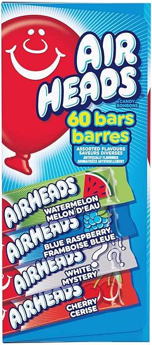 Airheads Full-Size Candy Bars, Taffy Candy Bulk Variety Pack, Individually Wrapped, Six Assorted Fruit Flavors Artificially Flavored, 60 Count Box - Image 5