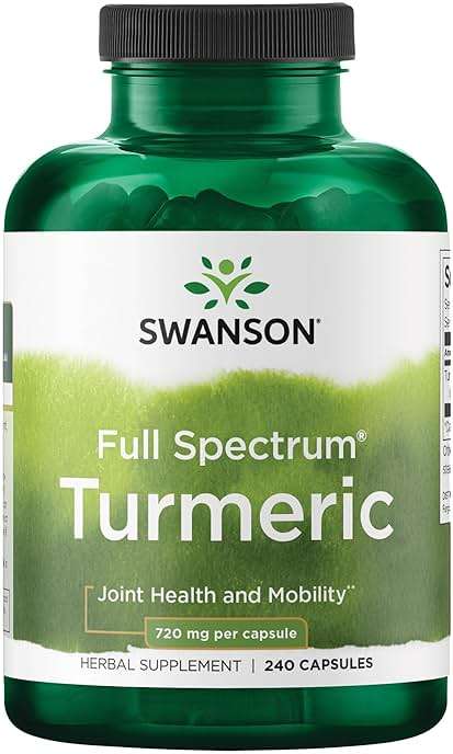 Swanson Full Spectrum Turmeric Curcumin Joint, Liver, and Digestive Support Supplement for Active Adults - Non-GMO, Gluten-Free (240 Vegan Capsules) - Image 1