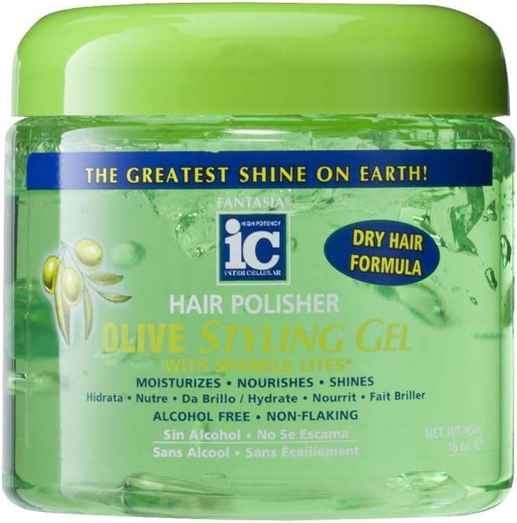 Fantasia Ic Hair Polisher Olive Styling Gel With Sparkle Lites, 16 Oz - Image 1