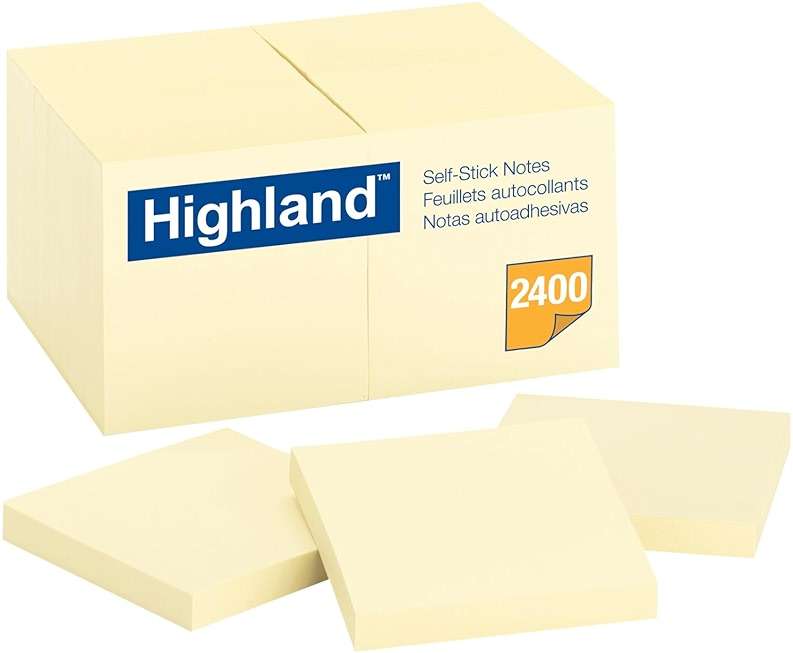 Highland Sticky Notes, 3 x 3 Inches, Yellow, 24 Pack (6549-24) - Image 1