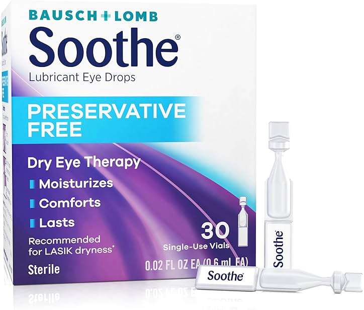 Soothe Preservative-Free Lubricant Eye Drops, Dry Eye Relief, Moisturizing, For Fast Relief & Gentle Enough for Sensitive Eyes and LASIK Dryness, Single-Use Vials, 30 Count - Image 1