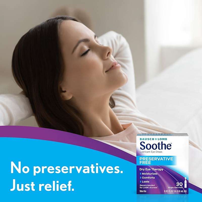 Soothe Preservative-Free Lubricant Eye Drops, Dry Eye Relief, Moisturizing, For Fast Relief & Gentle Enough for Sensitive Eyes and LASIK Dryness, Single-Use Vials, 30 Count - Image 5