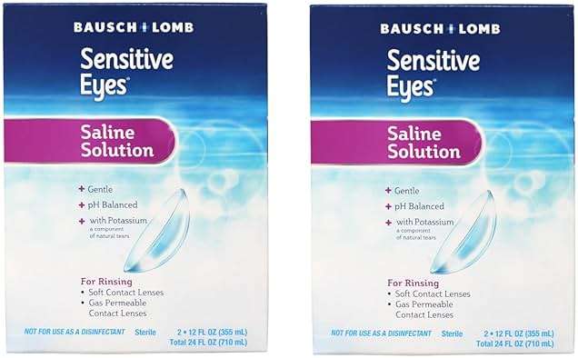 Contact Lens Solution by Bausch & Lomb, Saline Solution for Sensitive Eyes, for Soft Contact & Gas Permeable Lenses, 12 Fl Oz (Pack of 2) - Image 1