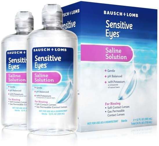 Contact Lens Solution by Bausch & Lomb, Saline Solution for Sensitive Eyes, for Soft Contact & Gas Permeable Lenses, 12 Fl Oz (Pack of 2) - Image 2