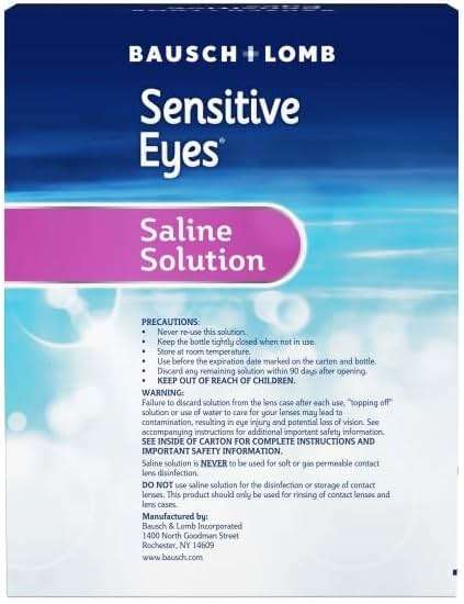 Contact Lens Solution by Bausch & Lomb, Saline Solution for Sensitive Eyes, for Soft Contact & Gas Permeable Lenses, 12 Fl Oz (Pack of 2) - Image 5