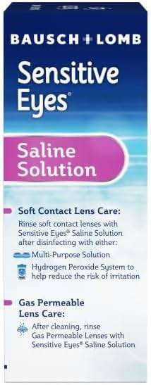 Contact Lens Solution by Bausch & Lomb, Saline Solution for Sensitive Eyes, for Soft Contact & Gas Permeable Lenses, 12 Fl Oz (Pack of 2) - Image 6